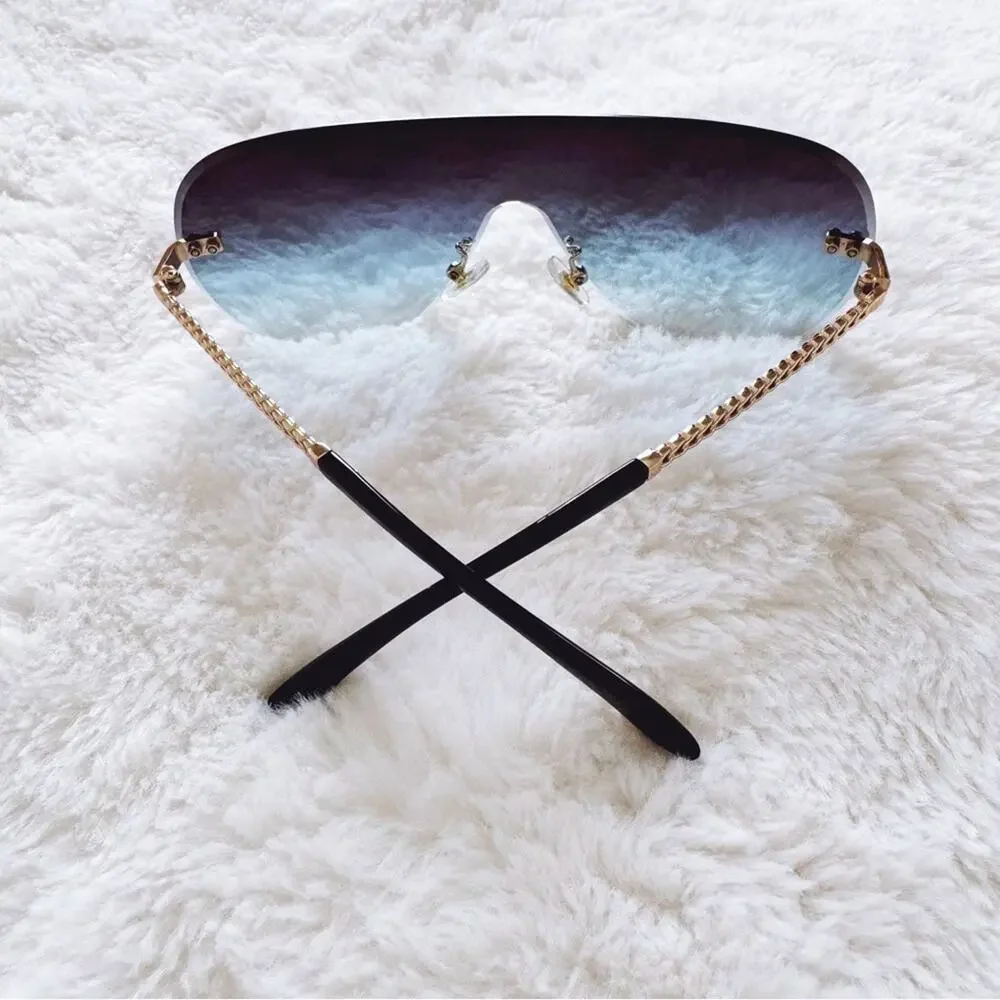 Jasmine Clear Blue Sleek Single-Lens Sunglasses